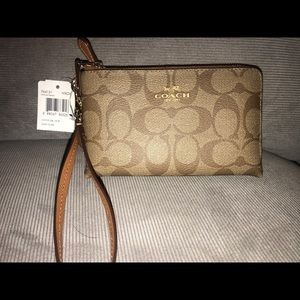 Coach Bags - Coach two pocket wristlet (Khaki/Saddle) Coach Bags - Coach two pocket wristlet (Khaki/Saddle)